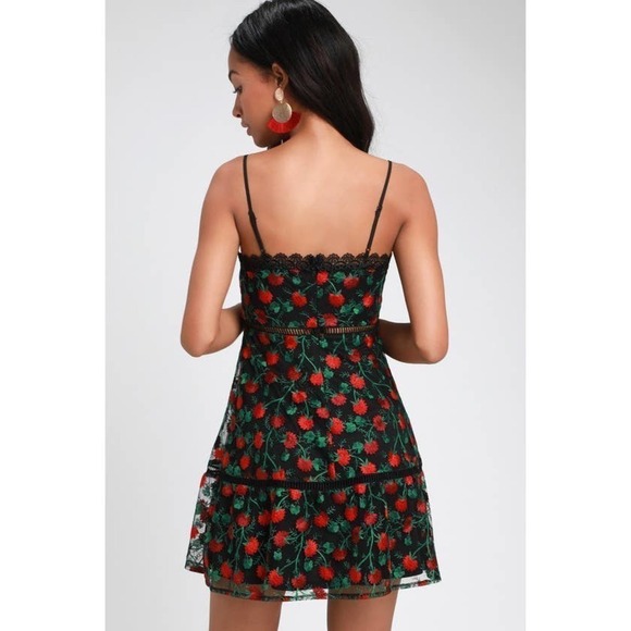 JACK by BB Dakota Nothin to Mesh With Black Floral Embroidered Skater Dress NEW - Picture 2 of 10